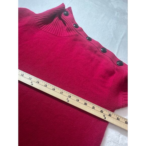 The Kooples Wool Cashmere Sweater Turtleneck with Button Detail Deep Pink Medium - Picture 5 of 8